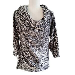 Willow Drive Cowl Neck Animal Print Fleece Top